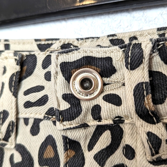 Circle of Trust Leopard Print Mini Skirt Raw Hem Stretchy Brown Tan Cheetah - Picture 6 of 14